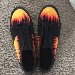 hand painted fire black vans